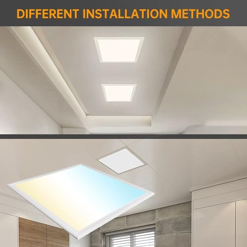 2x2ft LED Flat Panel Light with Emergency Battery Backup, 2PK - style: Emergency Battery