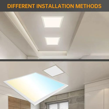 2x2ft LED Flat Panel Light with Emergency Battery Backup, 2PK - style: Emergency Battery