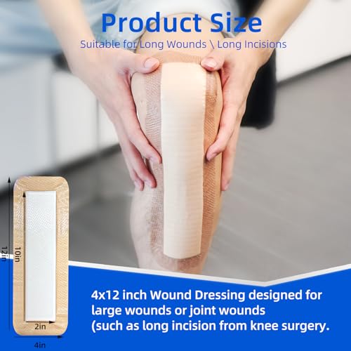 Niceful Ultra Soft Silicone Foam Dressing 4"x12", 3 PCS, for Knee Surgery - size: Ultra Soft 4"x12"(3PCS)