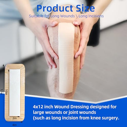 Niceful Ultra Soft Silicone Foam Dressing 4"x12", 3 PCS, for Knee Surgery - size: Ultra Soft 4"x12"(3PCS)