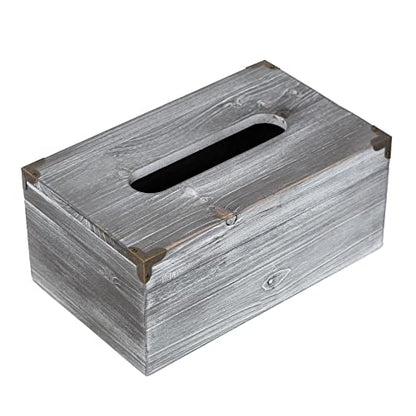 Distressed Wooden Rustic Tissue Box Holder Tissue Box Cover Napkin Dispenser for Bathroom Living Room Dining Room Bedroom Toilet (Grey White) - color: Grey White
