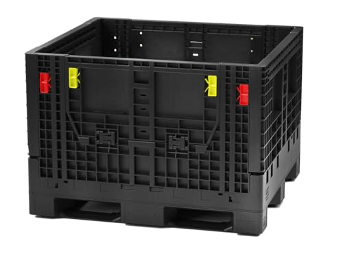 Hudson Exchange 48 x 45 x 34" (2000 lb Capacity) Collapsible Bulk Container With Access Doors (Container Only), Black