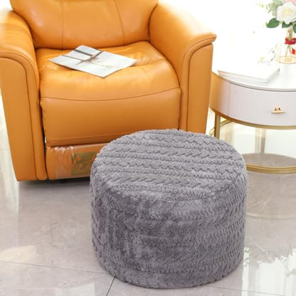 Asuprui Round Footstool Ottoman Gray, 20x14 Inches,Floor Pouf Sofa Footrest - color: Grey, size: 20"D x 20"W x 14"H