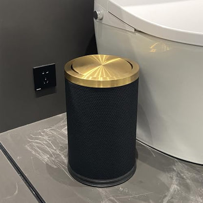 2.4 Gallon Bathroom Trash Can with Lid, Checked Black - color: 9L-Checked Black