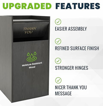 Alpine Restaurant Trash Can Cabinet - Commercial Trash Can 40 Gallon, Garbage Receptacle Indoor with Tray Holder for Restaurants, Cafeterias (Black) - color: Espresso Black