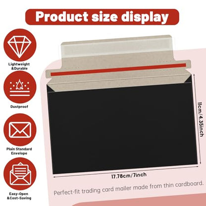 110 Pack Black Trading Card Envelopes, 7x 4.35 Inch Self-Adhesive Card Mailer Envelopes Perfect for Semi-Rigid Sleeves, Trading Card Mailing Supplies - color: Black-110 Pack