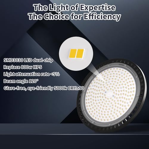 6 Pack UFO LED High Bay Light 0-10V Dimmable 150W 27000LM 5000K - size: 150W