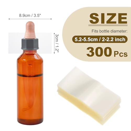 PATIKIL Shrink Wrap Bands 3.5"x1.2"/89x30mm 300pcs PVC Clear Bottle Seals - size: 3.5 x 1.2 Inch