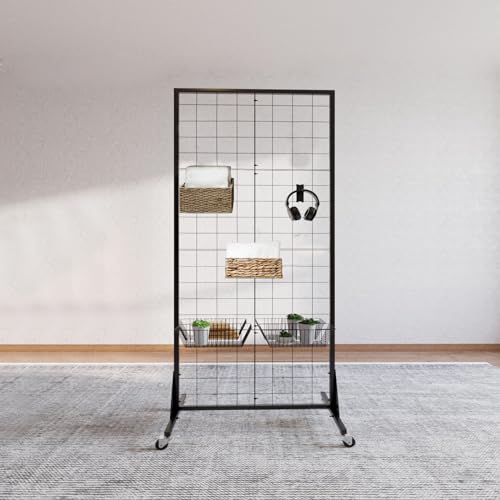 Gridwall Panel Display Stand, 2'x5.5' Heavy Duty Floor Standing Rack with Detachable Girdwall, Movable Silent Wheel, Easy to Transport, Ideal for Retail & Craft Fairs - color: 1