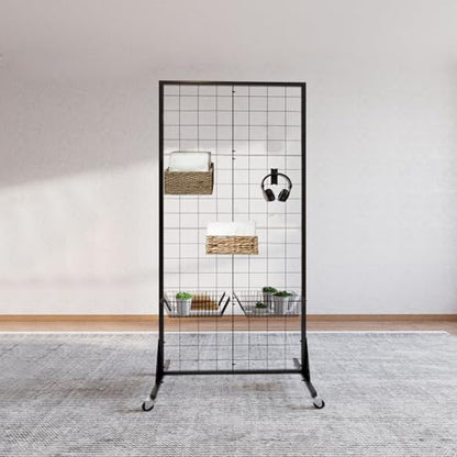 Gridwall Panel Display Stand, 2'x5.5' Heavy Duty Floor Standing Rack with Detachable Girdwall, Movable Silent Wheel, Easy to Transport, Ideal for Retail & Craft Fairs - color: 1