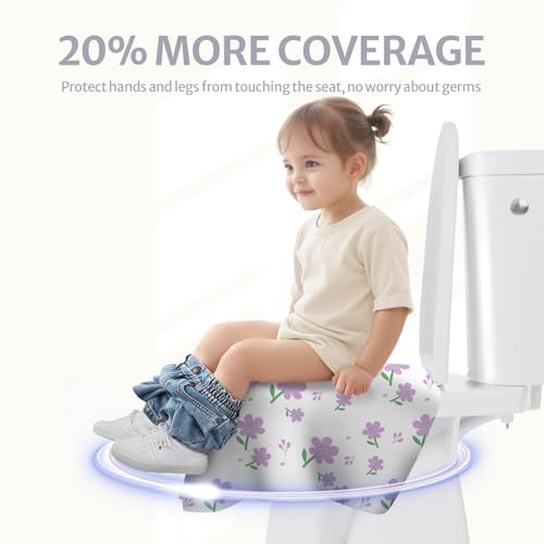 Blissful Diary 20 Pcs Toilet Seat Covers Disposable for Toddlers & Adults, Extra Large Waterproof, Portable Package for Travel, Kids Potty Training(Purple Flowers)) - color: Purple Flower, size: 20Pack