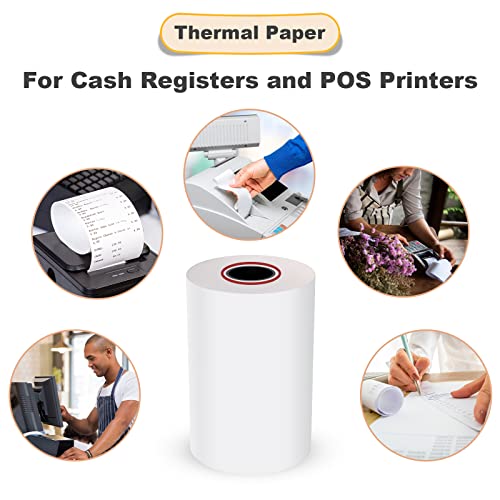 MFLABEL® 5 Rolls Thermal Paper (2 1/4" x 85') - POS Receipt Rolls for Cash Register, Credit Card Terminal, Square Reader, Clover & More | High-Sensitivity 48g Thermal Paper, BPA-Free, Sharp Print - size: 2 1/4" x 85'
