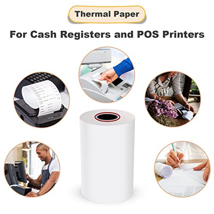 MFLABEL® 5 Rolls Thermal Paper (2 1/4" x 85') - POS Receipt Rolls for Cash Register, Credit Card Terminal, Square Reader, Clover & More | High-Sensitivity 48g Thermal Paper, BPA-Free, Sharp Print - size: 2 1/4" x 85'