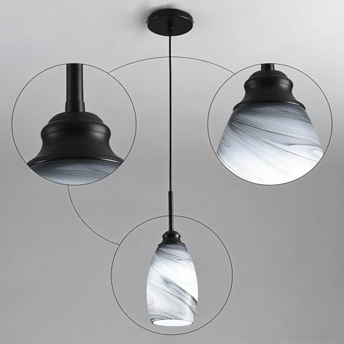Industrial Pendant Light with Glass Shade Matte Black Pendant Lighting Adjustable Industrial Retro Style Hanging Light,Kitchen Island Farmhouse Pendant Lights Fixtures for Kitchen,Farmhouse - color: 3 Packs Grey Swirl, size: 3 Pack