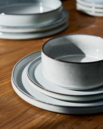Famiware Annecy 16-Piece Dinnerware Set with Pasta Bowls, Grey Blue - color: Grey Blue, size: Service for 4 (Include Pasta Bowls)