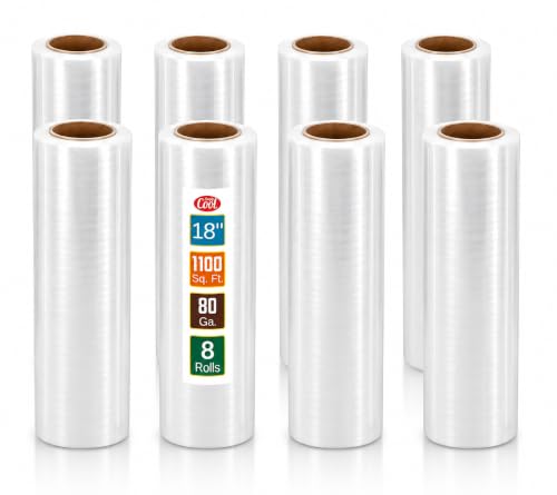 Simply Cool 8 Pack Stretch Wrap 18 Inch 80 Gauge Shrink Wrap - color: Clear, size: 8 Pack