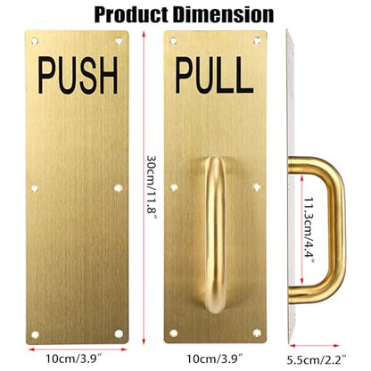 Sumnacon 1 Set 12" Stainess Steel Door Handle Pull Push Plate Handle,Gold - color: Gold, size: 11.8x3.9 Inches