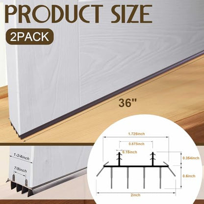 Pushglossy 2 Pcs Kerf Style 36" Door Bottom Seal Threshold Brown - color: Brown, size: Kerf Style
