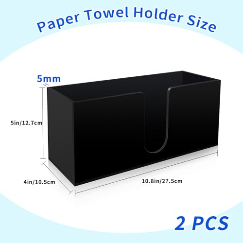 Paper Towel Holder for Countertop, 2 Pack Black Acrylic Napkin Dispenser