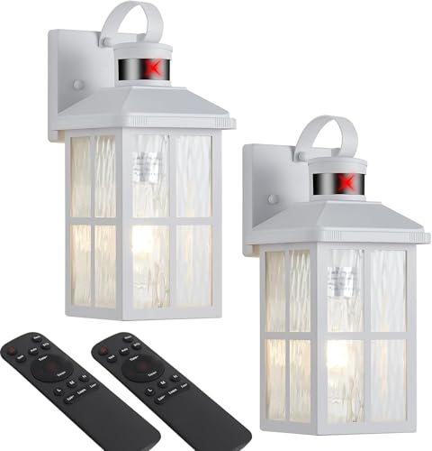 Porch Lights Outdoor with Remote, Motion Sensor Exterior Lighting Fixtures - color: 2 White RW
