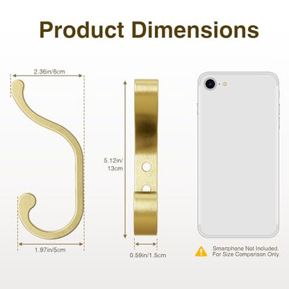 Coat Hooks Wall Mount,Heavy Duty Wall Hooks for Backpack,Towel,Gold 4 Pack - color: Gold, size: 4 Pack