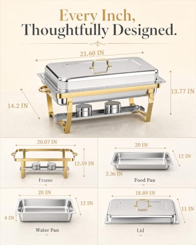 4 Pack 9QT Rectangular Chafing Dishes for Party Buffet Warmers with Lid