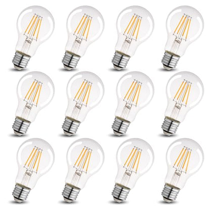A19 Clear Led Bulbs, E26 Dimmable Edison Bulbs, 2700K Warm Light Led Light Bulb, Soft Yellow White Edison Bulb, 6w Filament Bulb for Light Fixture 6pack/12Pack - color: Clear 2700k Warm White, size: 6W-12 Pack