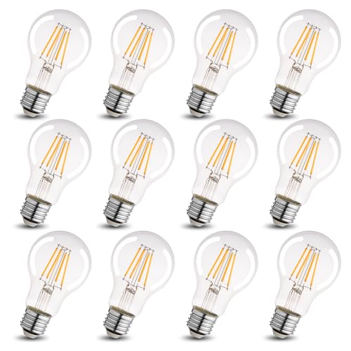 A19 Clear Led Bulbs, E26 Dimmable Edison Bulbs, 2700K Warm Light Led Light Bulb, Soft Yellow White Edison Bulb, 6w Filament Bulb for Light Fixture 6pack/12Pack - color: Clear 2700k Warm White, size: 6W-12 Pack