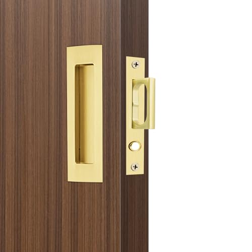 Dontay Sliding Pocket Door Handles,Heavy Duty Flush Edge Pull,6'',Brass - color: Satin Brass, size: 6 Inch (150 mm)