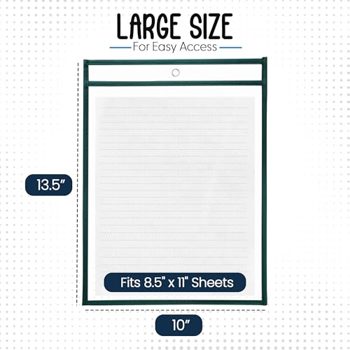 Essex Wares - 6 Pack, Forest Green Dry Erase Pockets, 10" Wide x 13.5" Tall - color: Forest Green