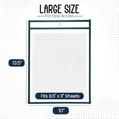 Essex Wares - 6 Pack, Forest Green Dry Erase Pockets, 10" Wide x 13.5" Tall - color: Forest Green