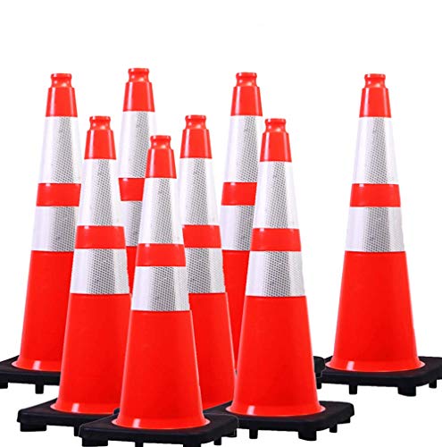 Besea 28 Inch Orange Traffic Cones, Heavy Duty Rubber Base - size: 28"(8 Cones)