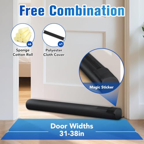 Under Door Draft Stopper, Covers Gap Up to 2.36",38 Inch, Black - color: Black, size: 38 Inch
