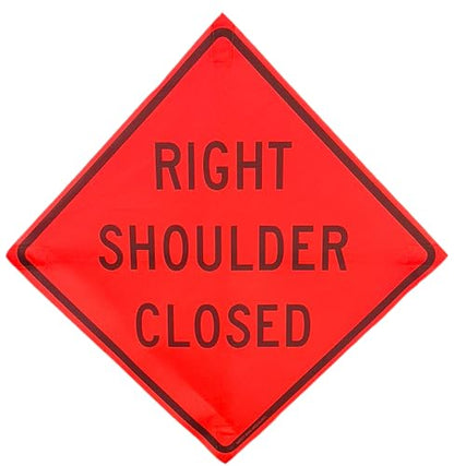 36"x36" Right Shoulder Closed Orange Mesh Roll-Up Signs 4-Pack - color: Right Shoulder Closed