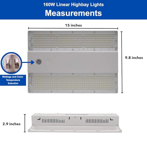 320W | 240W | 160W LED Linear High Bay Light Fixture CCT, 4000K/5000K/6500K LED Workshops Light, 0-10V Dimmable UL/DLC Lighting for Warehouse, Exhibit Halls, Supermarkets, 5 Years Warranty (160 Watts) - style: 160 Watts