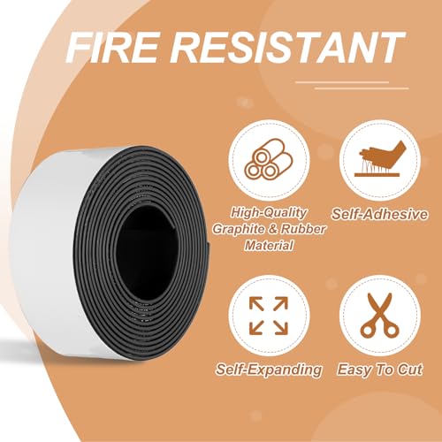 Smoke Fire Seal Strip 9.8Ft 50mm/1.97" Wx 2mm/0.08" T Black - color: Black, size: 9.8FT x 50mm / 1.97" W x 2mm / 0.08" T
