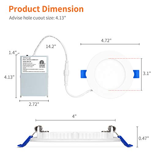Meconard 4 Pack 4 Inch 5CCT LED Recessed Lighting, Canless Wafer Downlight - color: 5000k/4000k/3500k/3000k/2700k - 5cct white, size: 4 Inch