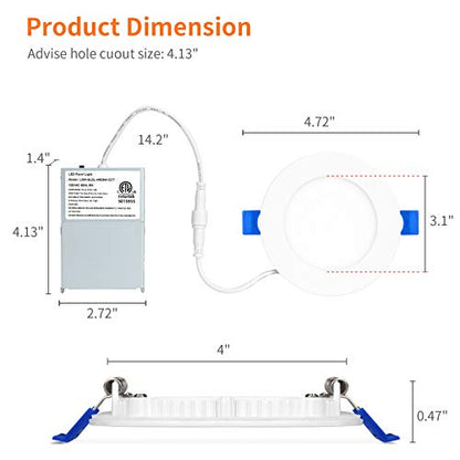 Meconard 4 Pack 4 Inch 5CCT LED Recessed Lighting, Canless Wafer Downlight - color: 5000k/4000k/3500k/3000k/2700k - 5cct white, size: 4 Inch