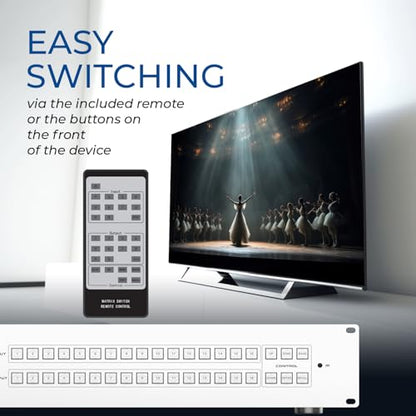 OREI 16x16 HDMI Matrix Switch – 4K@30Hz, EDID, RS-232, WebGUI, IR, HDCP 2.2 - size: 16X16 Matrix Switch