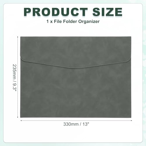 PATIKIL PU Leather A4 File Folder Document Holder Filing Organizer - color: Gray