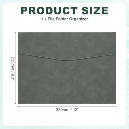 PATIKIL PU Leather A4 File Folder Document Holder Filing Organizer - color: Gray
