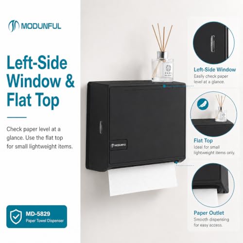 Paper Towel Dispenser Wall Mount No Drill Keyless Knob Open - color: D-214 Black