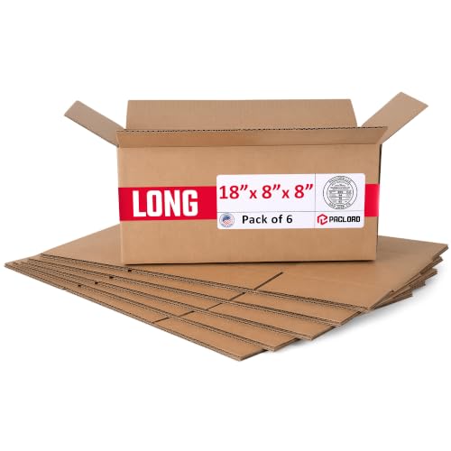 Long Cardboard Boxes 18"L x 8"W x 8"H (Pack of 6) - USA-Made Packing Boxes for Moving, Shipping, or Storage - USPS, UPS, FedEx Approved - Professional Packing Supplies for Moving - color: Pack of 6, size: Long 18x8x8"