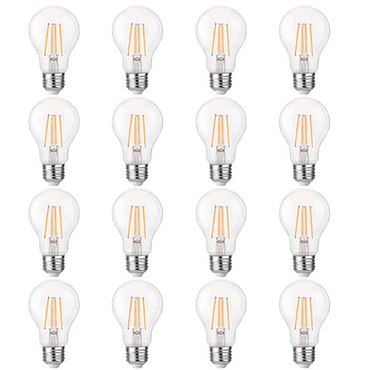 FLSNT A19 LED Light Bulb, 12W Equivalent 100W Dimmable, 1600 Lumens 2700K Soft White, 16 Pack, Clear Glass, E26 Base, CRI82 - color: 100w 2700k Soft White, size: 16 Count (Pack of 1)