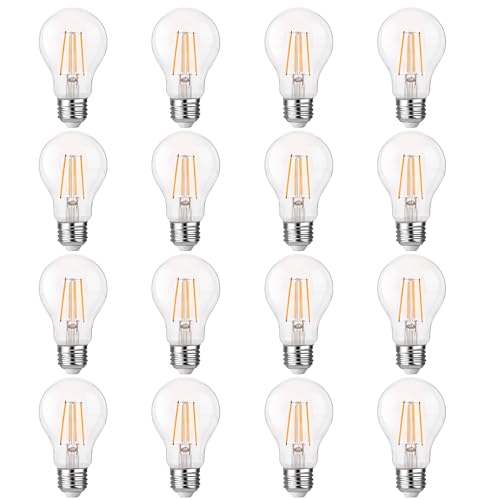 FLSNT A19 LED Light Bulb, 12W Equivalent 100W Dimmable, 1600 Lumens 2700K Soft White, 16 Pack, Clear Glass, E26 Base, CRI82 - color: 100w 2700k Soft White, size: 16 Count (Pack of 1)