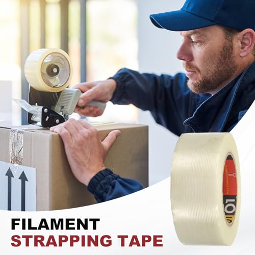 uxcell Filament Strapping Tape 9/16" x 21.9 Yards 5.9 Mil Heavy Duty Clear - size: 9/16 Inch x 21.9 Yards 5.9 Mil