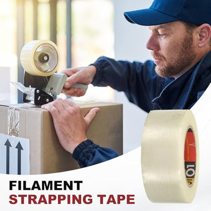 uxcell Filament Strapping Tape 9/16" x 21.9 Yards 5.9 Mil Heavy Duty Clear - size: 9/16 Inch x 21.9 Yards 5.9 Mil