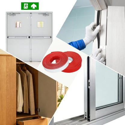 Smoke Fire Seal Strip 9.8Ft 20mm/0.79" Wx 2mm/0.08" T Red - color: Red, size: 9.8FT x 20mm / 0.79" W x 2mm / 0.08" T