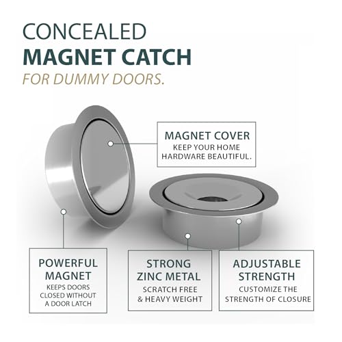 Mega Handles Concealed Magnetic Door Catch Grey (1-Pack) - Dummy Doors - color: Gray, size: 1 Pack