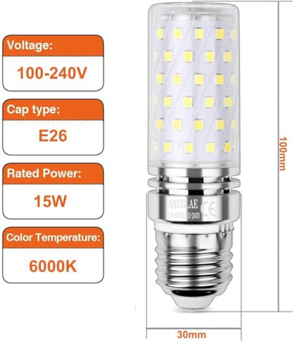15W LED Bulbs, 120W Incandescent Bulbs Equivalent, 1500Lm, 6000K Cool White, E26 Large Edison Screw, Pack of 4 - color: Cool White 6000k, size: E26-Pack of 4